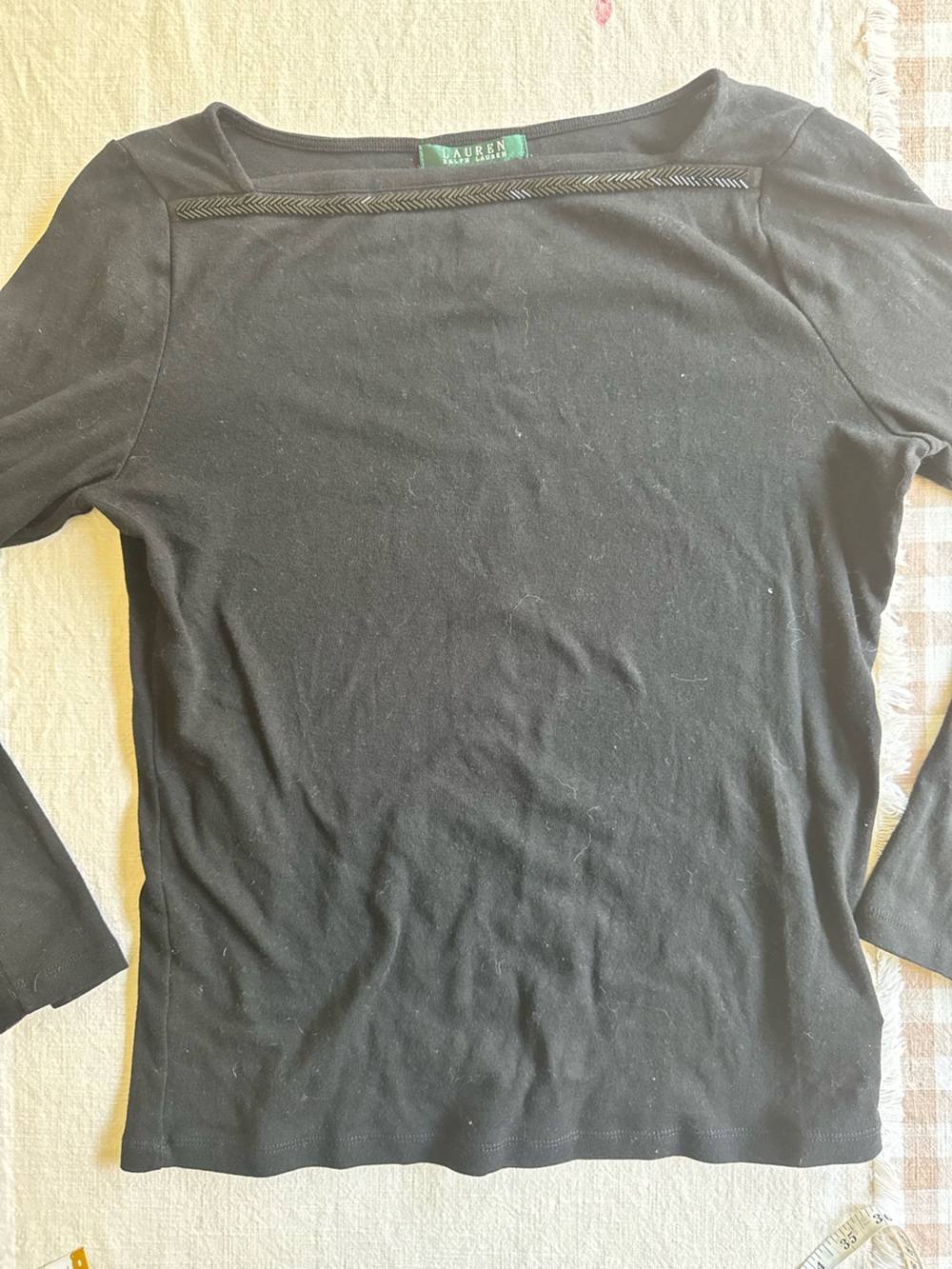 Ralph Lauren Black Ribbed Long Sleeve Top